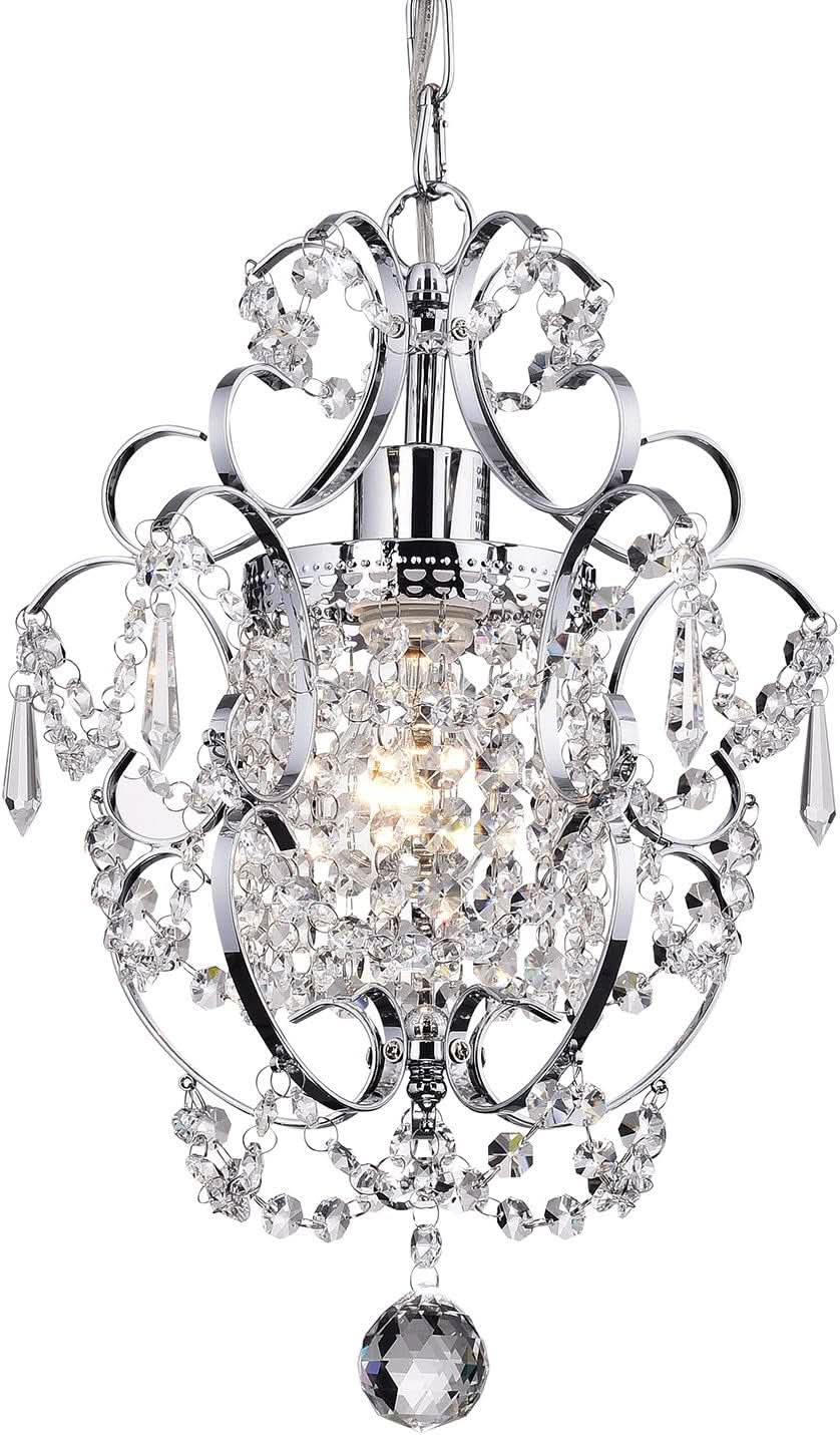 Amorette Chrome Crystal Chandelier 1 Light Fixture