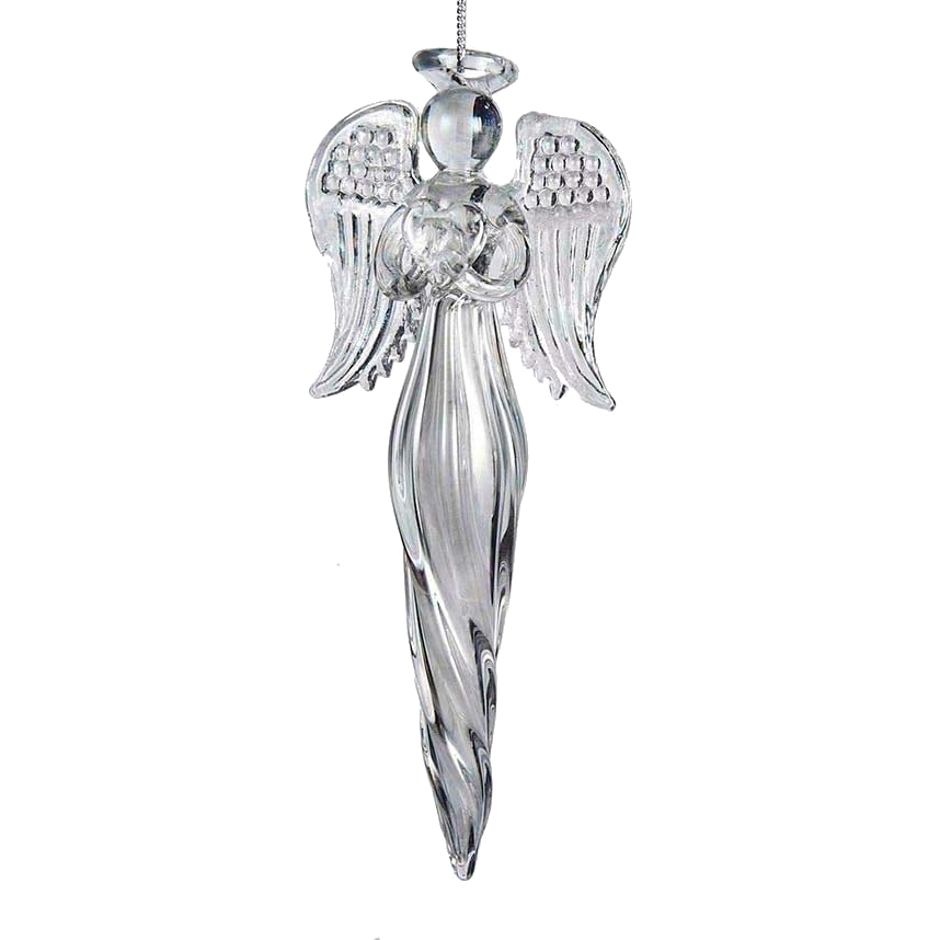 Angel Finial Glass Ornament - Holding a Heart
