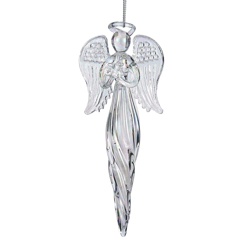 Angel Finial Glass Ornament - Holding a Tree