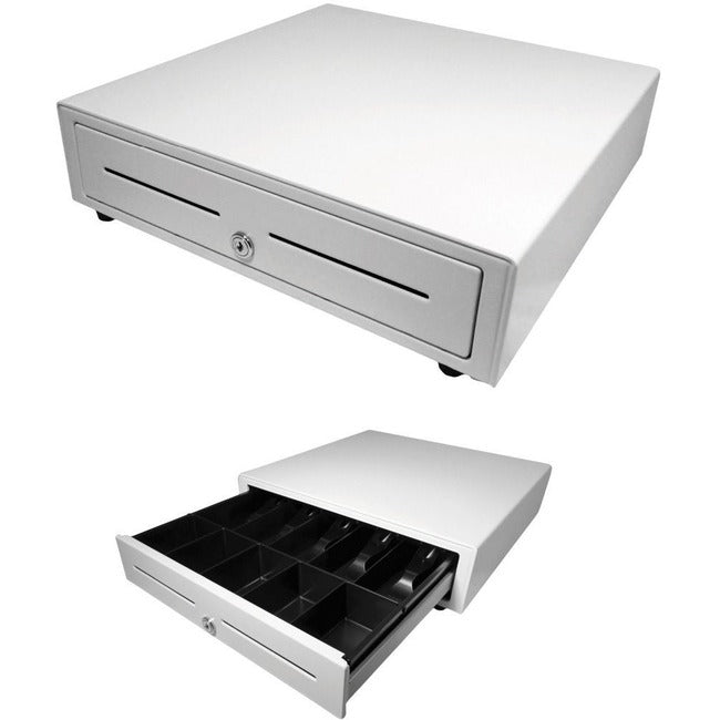 Apg Standard- Duty 16Â&Euro; Electronic Point Of Sale Cash Drawer | Vasario Series Vb320-1-Aw1616 | With Cd-101A Cable | Printer Compatible | Plastic Till With 5 Bill/ 5 Coin Compartments | White