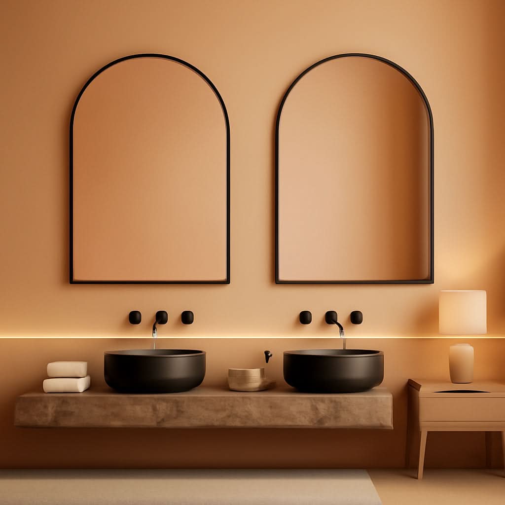 Arched Full Length Wall Mirror 24x36 Matte Black Frame