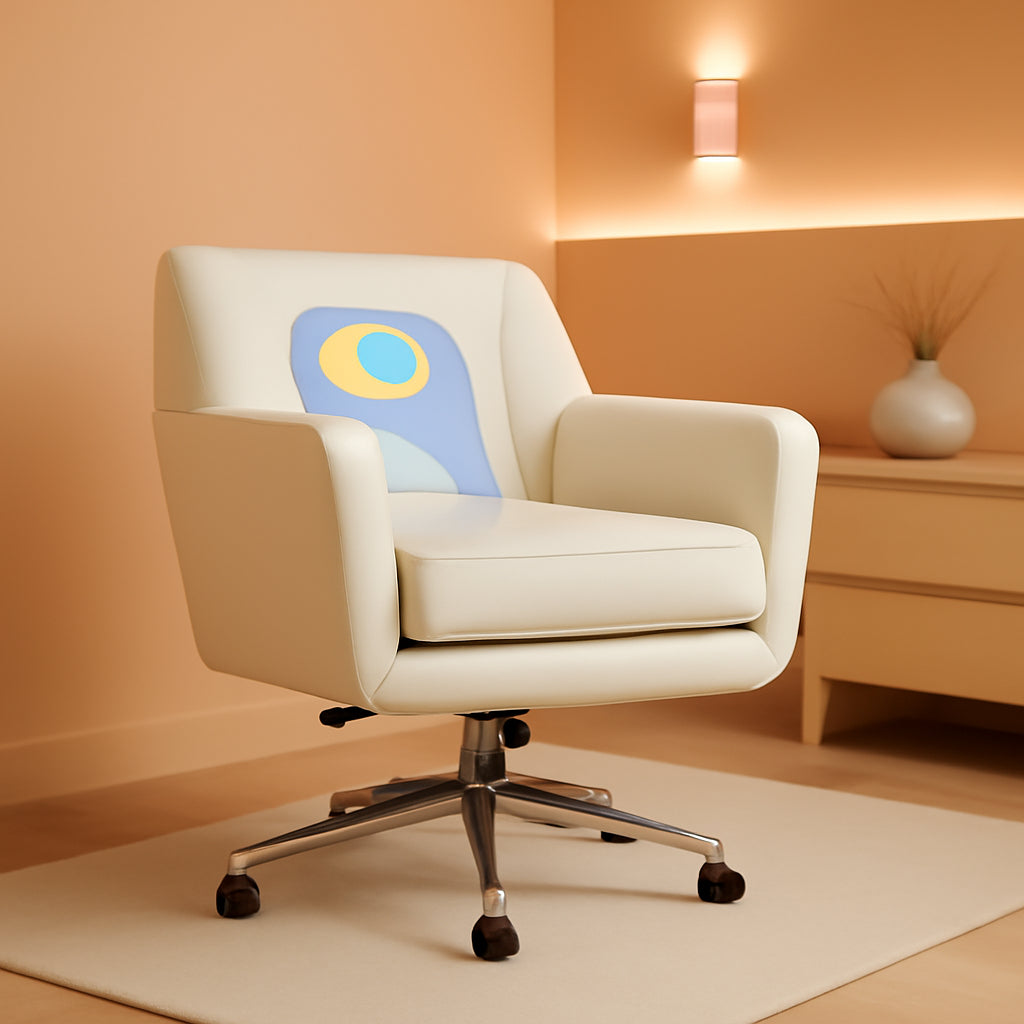 Ashland Cream Memory Foam Desk Chair With Chrome Wheels