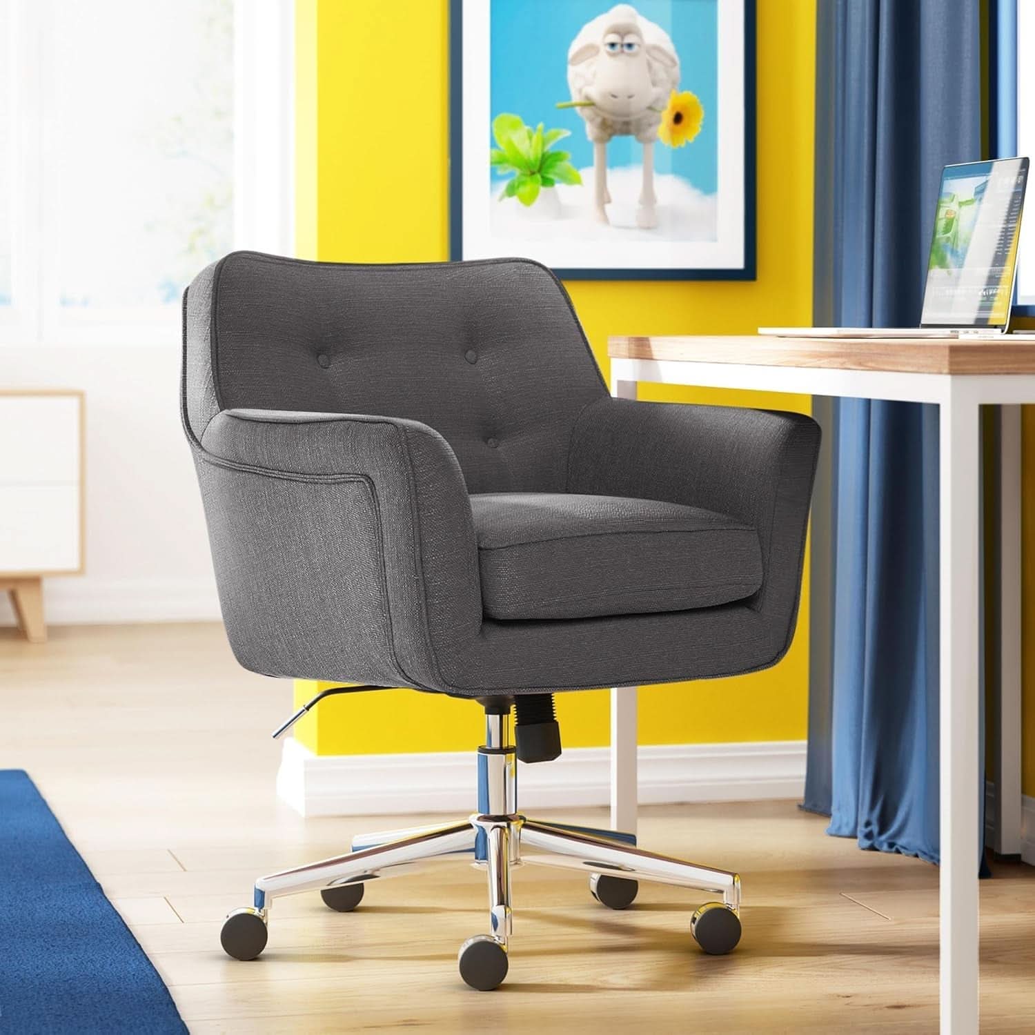 Ashland Dark Gray Mid Century Modern Desk Chair Memory Foam