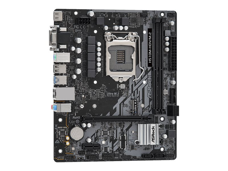 Asrock H510M-Hdv/M.2 - Motherboard - Micro Atx - Lga1200 Socket - H510 Chipset - Usb 3.2 Gen 1 - Gigabit Lan - Onboard Graphics (Cpu Required) - Hd Audio (8-Channel)