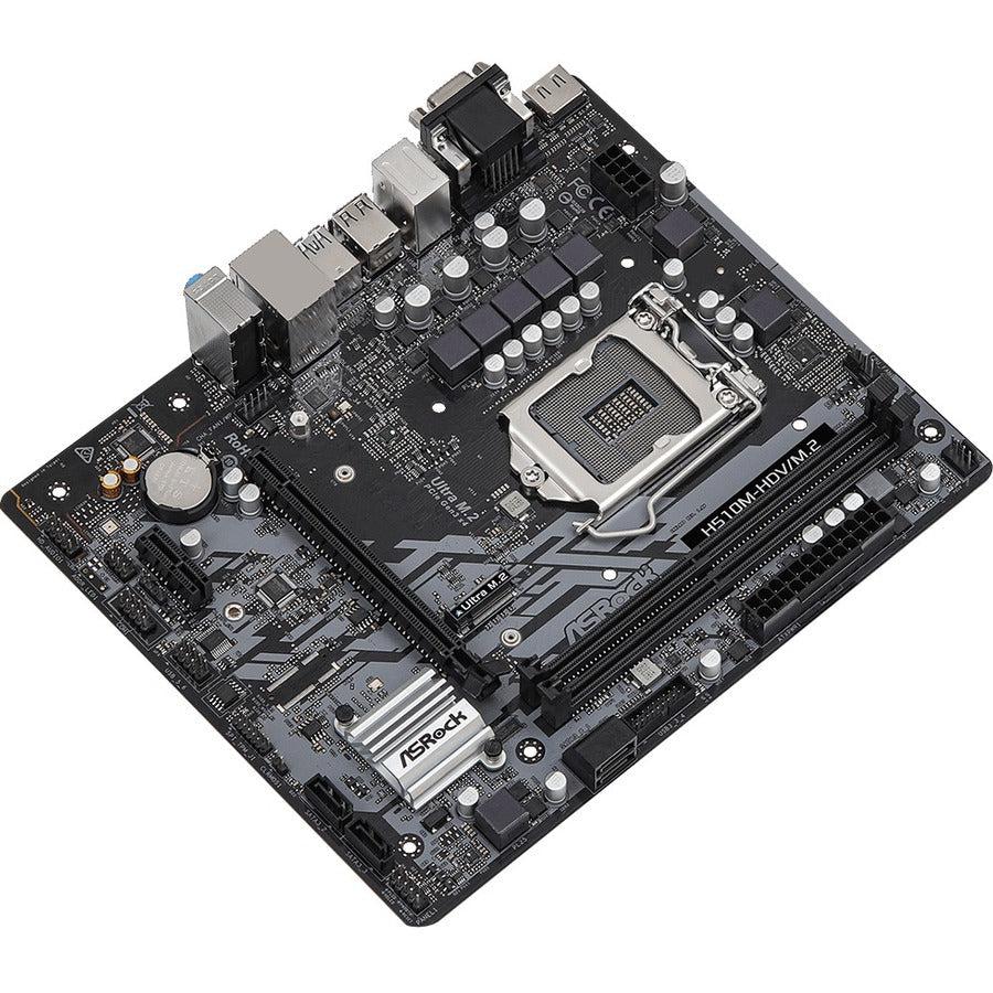 Asrock H510M-Hdv/M.2 - Motherboard - Micro Atx - Lga1200 Socket - H510 Chipset - Usb 3.2 Gen 1 - Gigabit Lan - Onboard Graphics (Cpu Required) - Hd Audio (8-Channel)