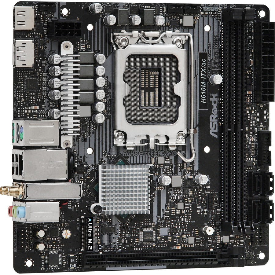 Asrock H610M-Itx/Ac - Motherboard - Mini Itx - Lga1700 Socket - H610 Chipset - Usb 3.2 Gen 1 - Bluetooth, Gigabit Lan, Wi-Fi - Onboard Graphics (Cpu Required) - Hd Audio (8-Channel)