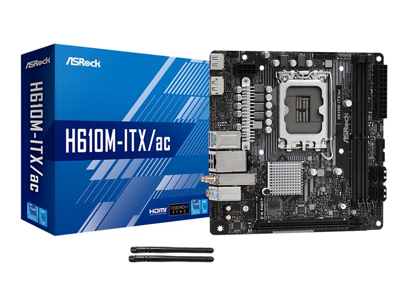 Asrock H610M-Itx/Ac - Motherboard - Mini Itx - Lga1700 Socket - H610 Chipset - Usb 3.2 Gen 1 - Bluetooth, Gigabit Lan, Wi-Fi - Onboard Graphics (Cpu Required) - Hd Audio (8-Channel)