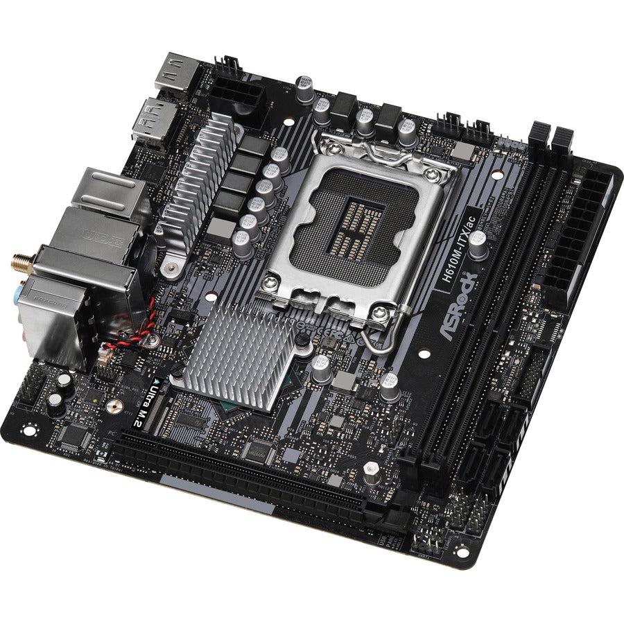 Asrock H610M-Itx/Ac - Motherboard - Mini Itx - Lga1700 Socket - H610 Chipset - Usb 3.2 Gen 1 - Bluetooth, Gigabit Lan, Wi-Fi - Onboard Graphics (Cpu Required) - Hd Audio (8-Channel)
