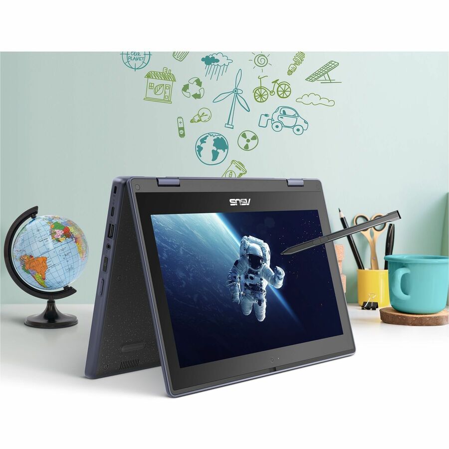 Asus BR1102FGA-YS14T 11.6" Touchscreen 2 in 1 Notebook - HD - 1366 x 768 - Intel Celeron N100 Quad-core (4 Core) 800 MHz - 4 GB Total RAM - 4 GB On-board Memory - 128 GB SSD - Mineral Gray