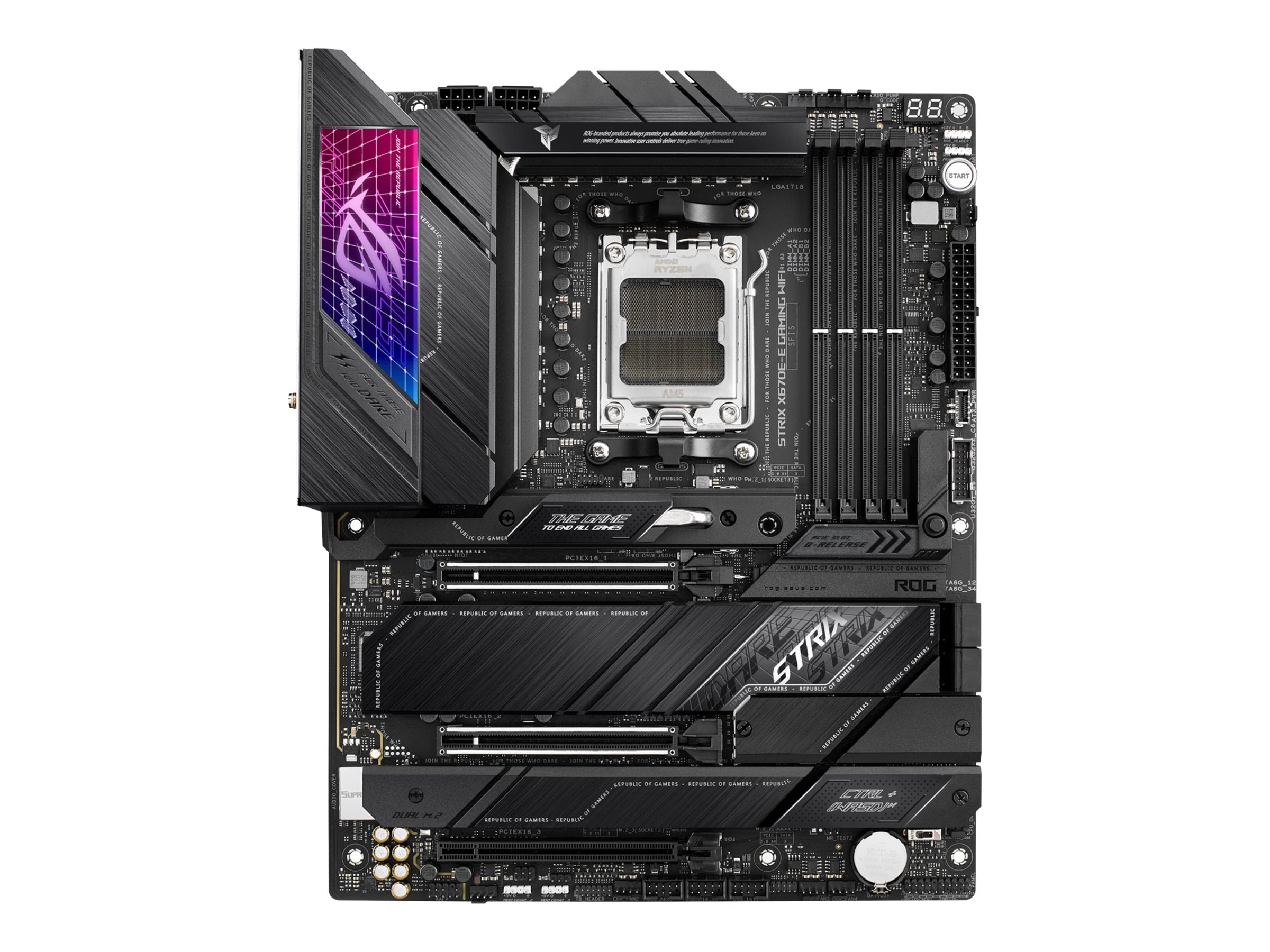 Asus Rog Strix X670E-E Gaming Wifi - Motherboard - Atx - Socket Am5 - Amd X670 Chipset - Usb 3.2 Gen 1, Usb 3.2 Gen 2, Usb-C 3.2 Gen2, Usb-C 3.2 Gen 2X2 - 2.5 Gigabit Lan, Wi-Fi 6, Bluetooth - Onboard Graphics (Cpu Required) - Hd Audio (8-Channel)