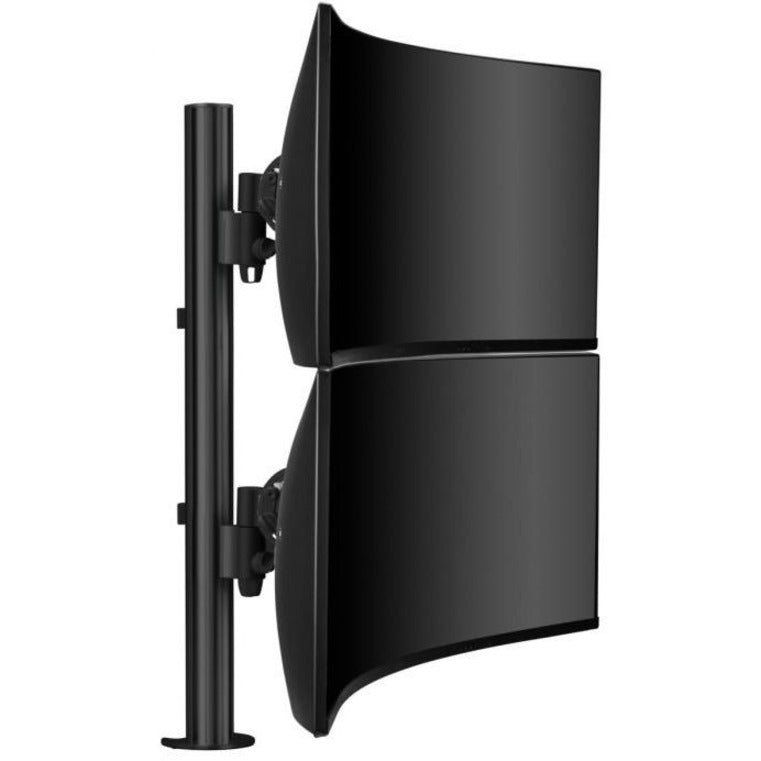 Atdec dual stack heavy monitor desk mount - Flat and Curved up to 49in - VESA 75x75, AWMS-2-LTH75-H-B