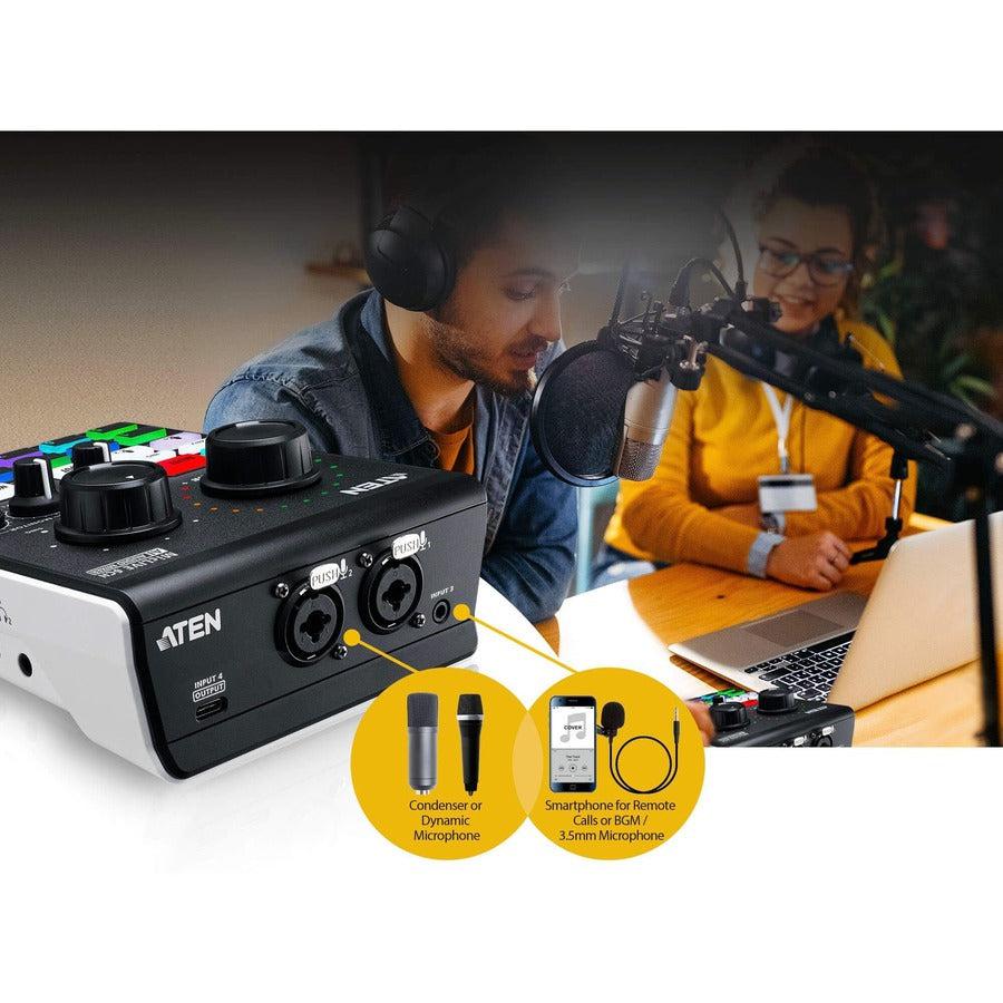 Aten Uc8000 Podcast Ai Audio Mixer | Miclive 6-Ch