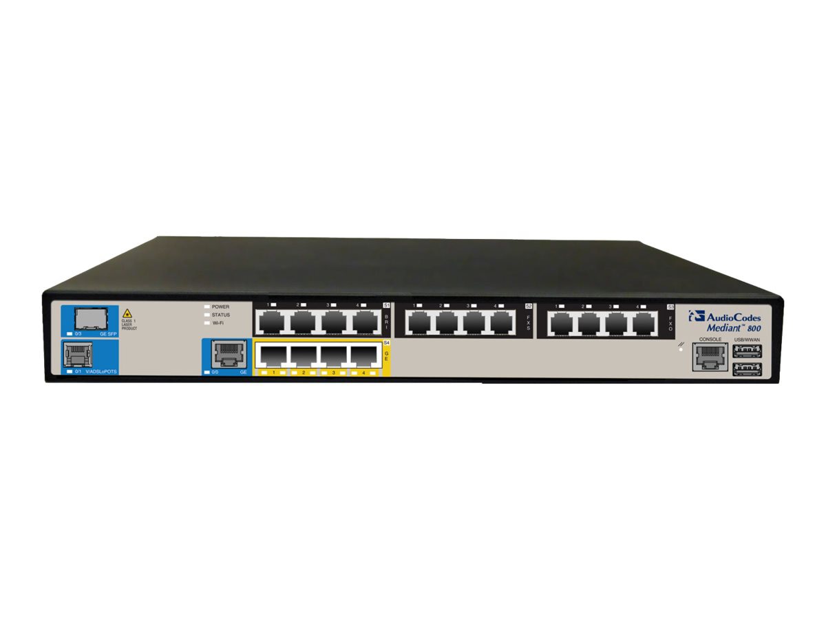 AudioCodes Mediant 800C Gateway with 1 E1/T1, 4 FXS & 4 GE Ports for SMBs
