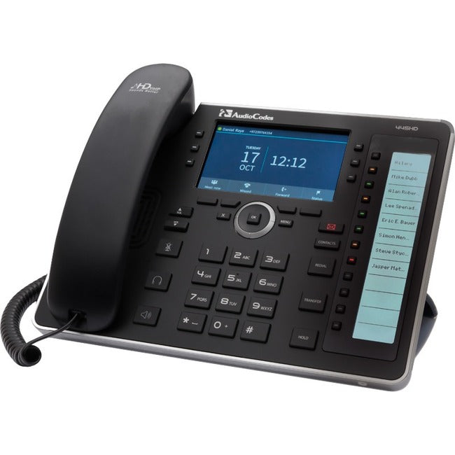 AudioCodes 445HD IP Phone - Corded - Corded/Cordless - Wi-Fi, Bluetooth - Black UC445HDEG-BW