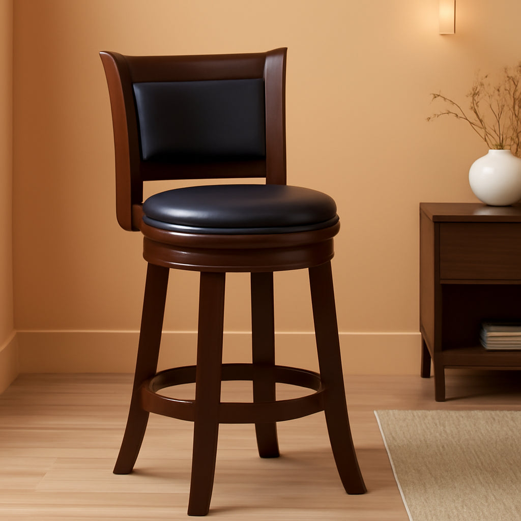 Augusta Swivel Extra Tall Bar Stool Faux Leather Cappuccino