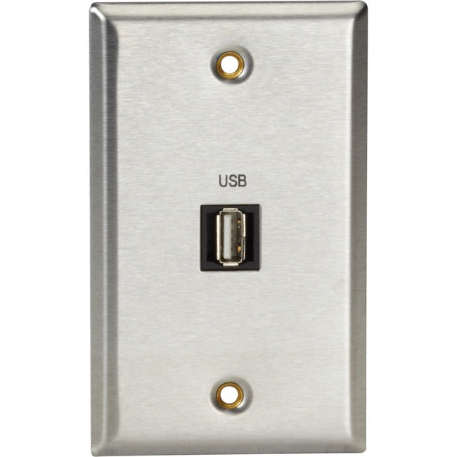 Av Wallplate - Stainless Steel, 1 Usb, Type A, Gsa, Taa