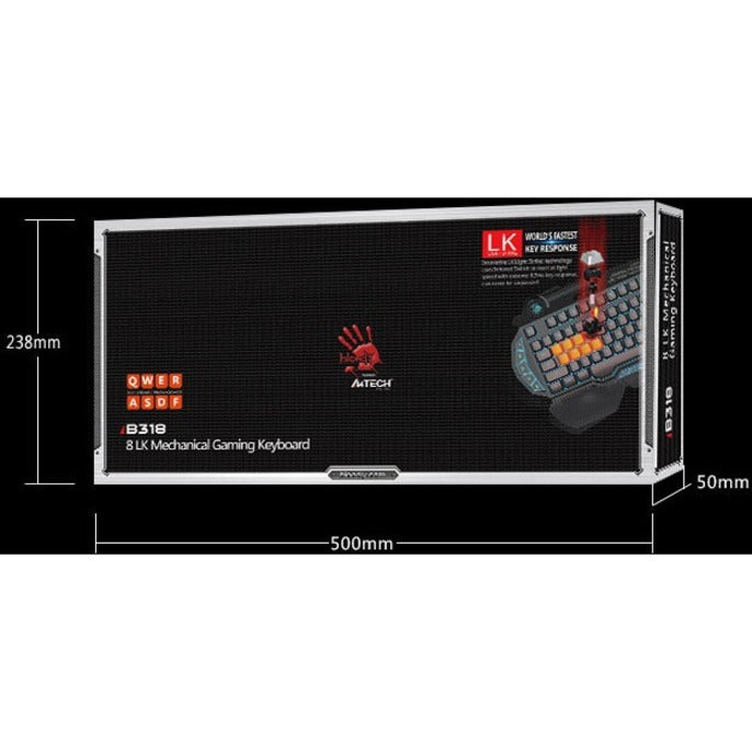 BLOODY GAMING PROGRAMMABLE 8 KEY LED MECHANICAL GAMING KEYBOARD