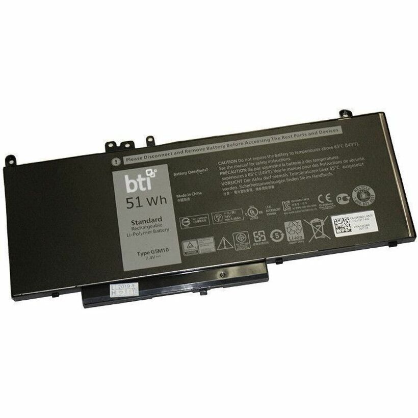 BTI 451-BBLK-BTI 7.4V 51WHR LI-ION BATTERY 0G5M10, 5XFWC, K9GVN, WYJC2, 451-BBLK, 8V5GX,