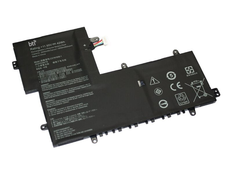 BTI - Notebook battery (equivalent to: ASUS C31N1836) - lithium ion - 3640 mAh - 42 Wh - for ASUS Chromebook C204MA; Chromebook C31N1836-BTI