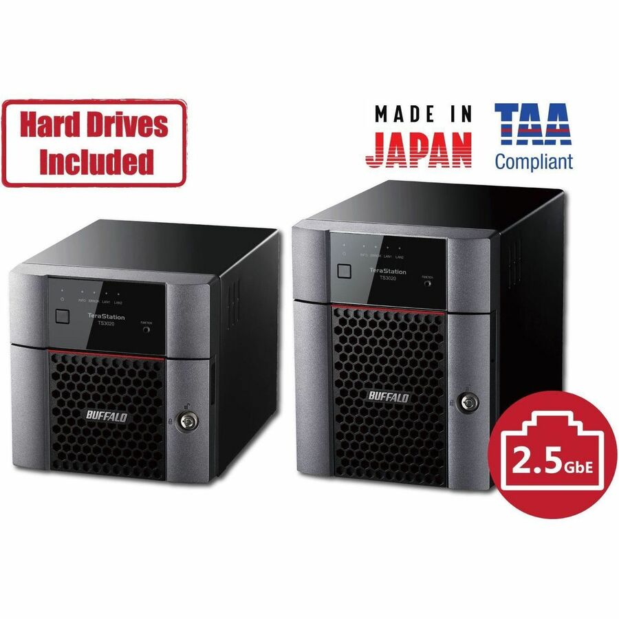 BUFFALO TeraStation 3220DN 2-Bay Desktop NAS 16TB (2x8TB) with HDD NAS Hard Drives