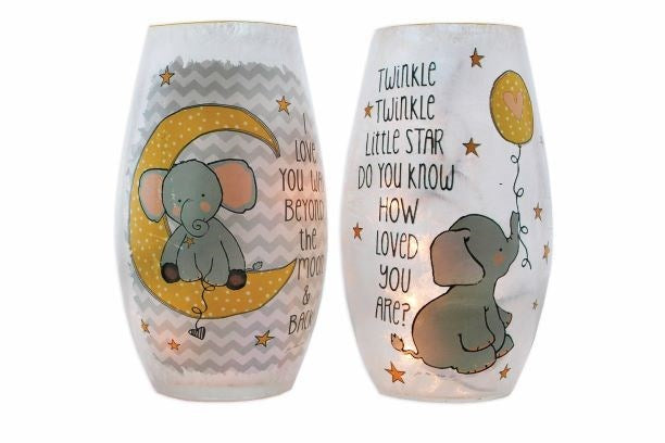 Baby Elephant Glass 7 inch Lamp - Moon