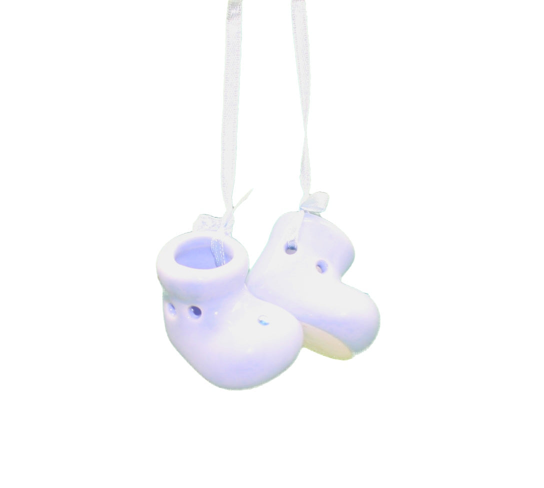 Baby's First Christmas Porcelain Booties Ornament -