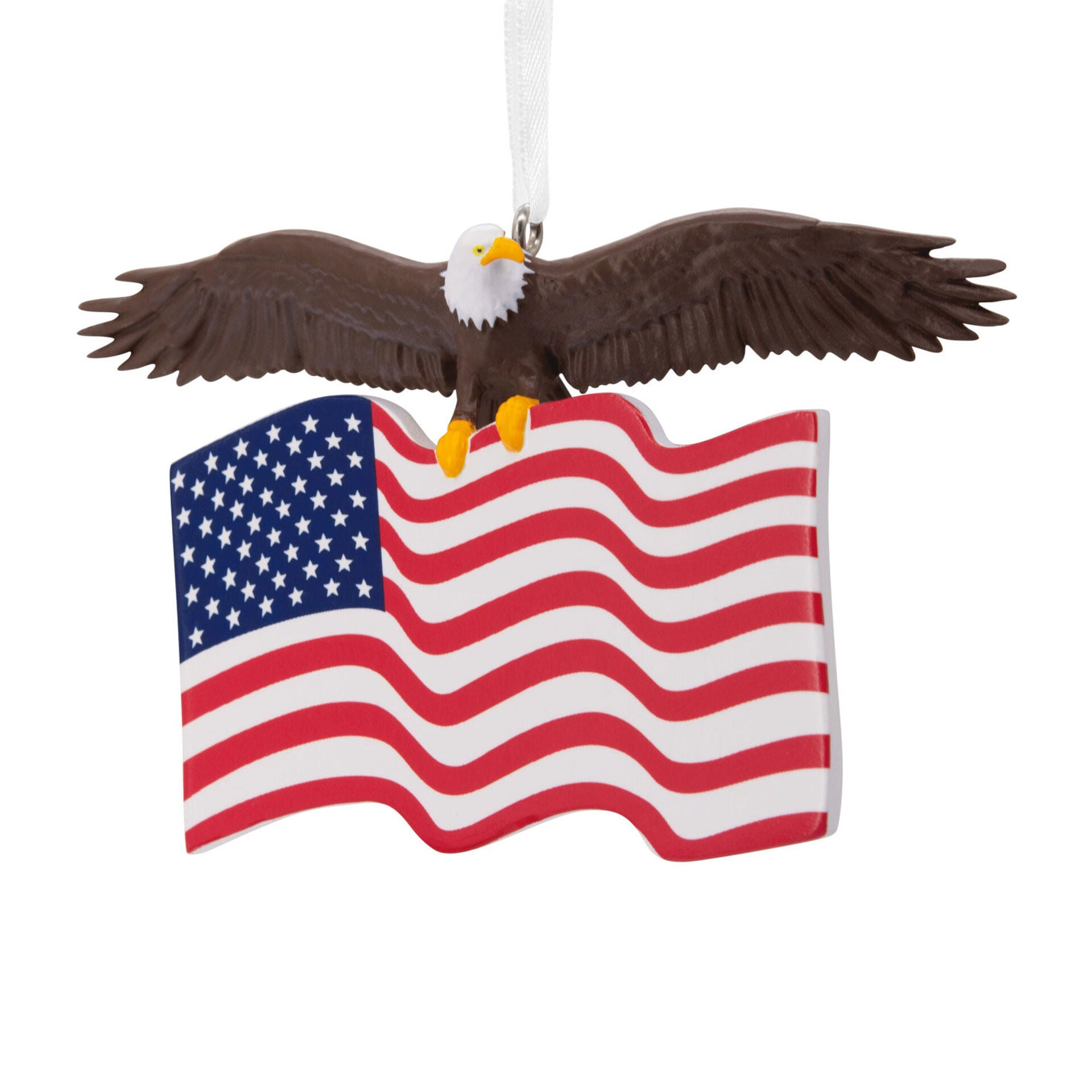 Bald Eagle With American Flag Ornament