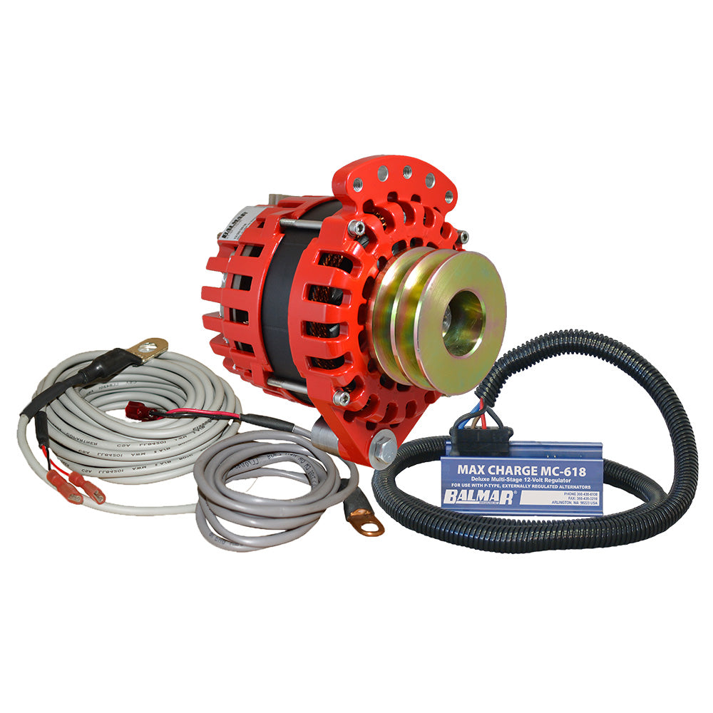 Balmar Alternator 1-2" Single Foot Dual V Pulley Regulator & Temp Sensor - 170A Kit -