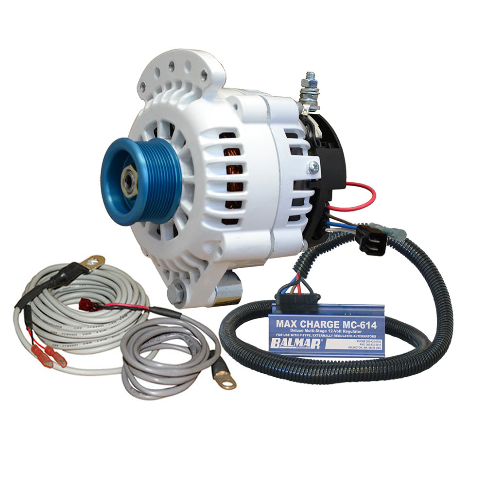 Balmar Alternator 120 AMP Kit 12V 1-2" Single Foot Spindle Mount J10 Pulley Regulator