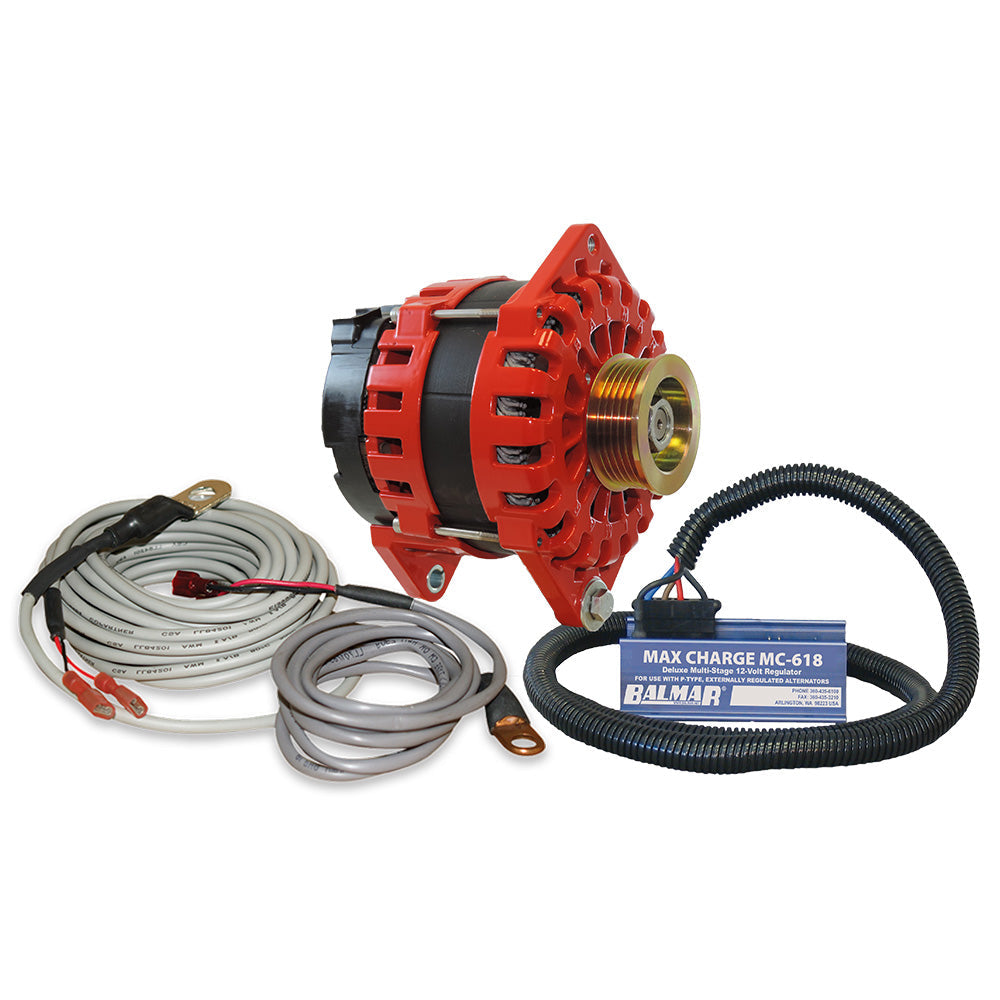 Balmar Alternator 250 AMP Kit 12V 3.15" Dual Foot Saddle K6 Pulley Regulator & Temp