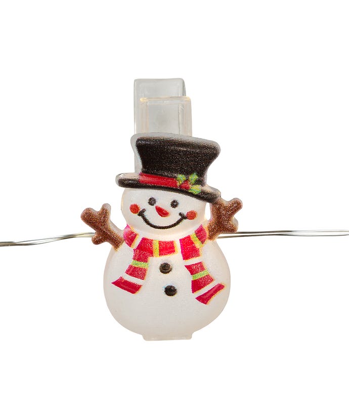 Battery Operated Clip Light set - Snowman
