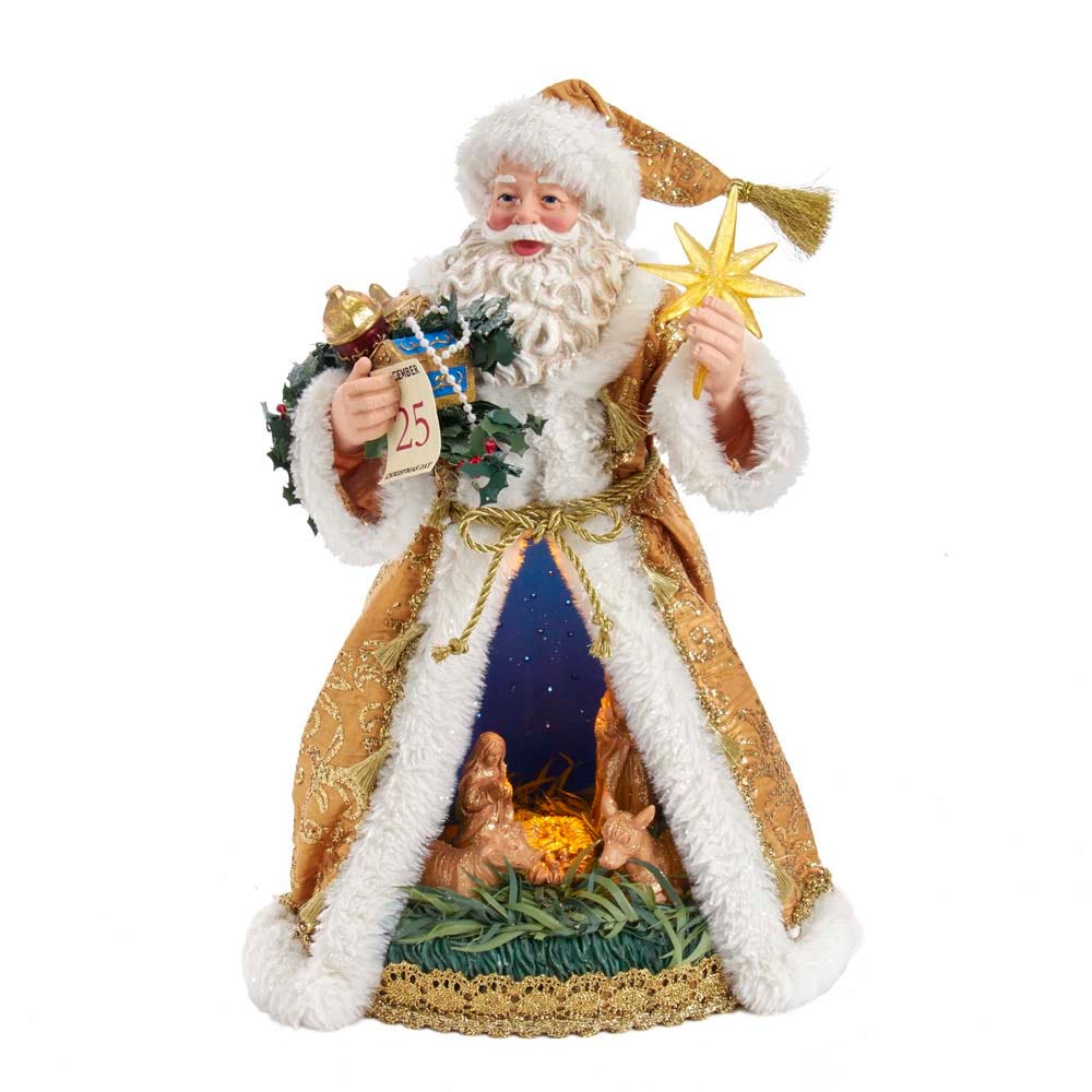 Battery-Operated LED Fabriche Nativity Santa