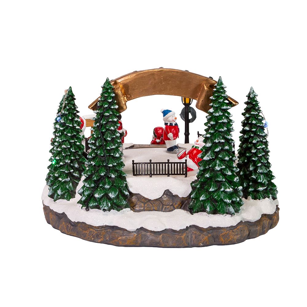 Battery-Operated LED Musical Snowman Ice Rink Table PieceLED Musical Snowman Ice Rink B/O