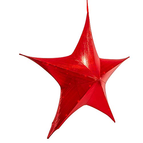 Battery-Operated Metallic Foldable 3D Star - Red