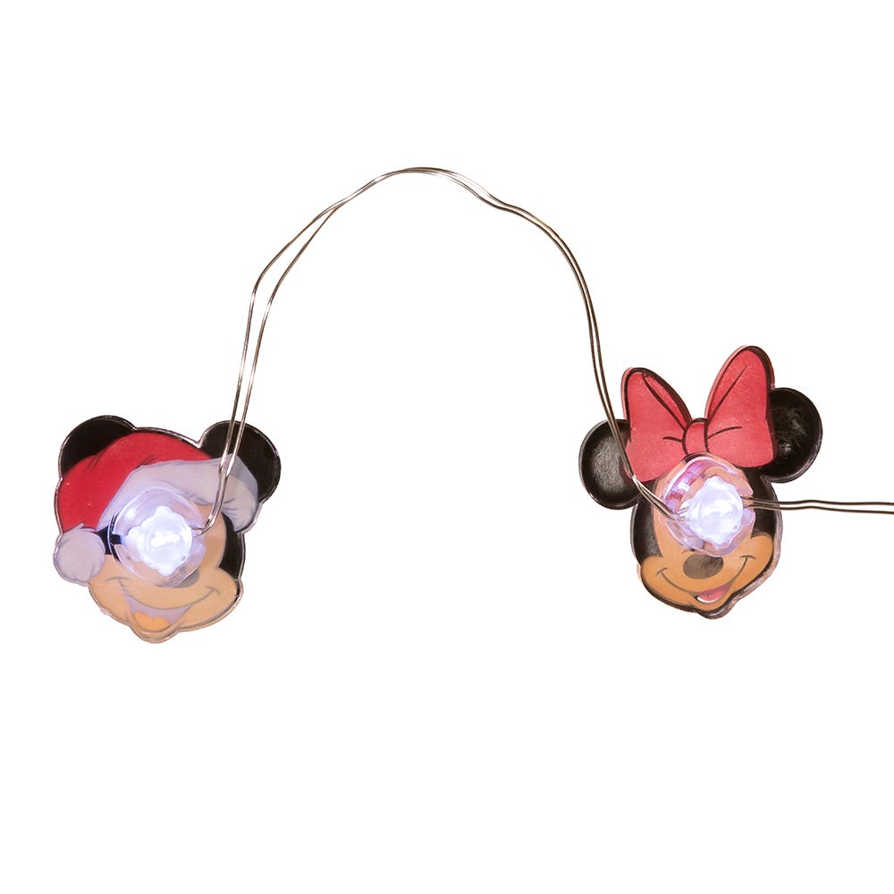 Battery-Operated Mickey and Minnie LED Fairy Light Set