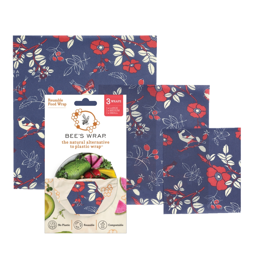 Bee's Wrap Food Wrap - Botanical Print - Assorted Wrap 3 Pack