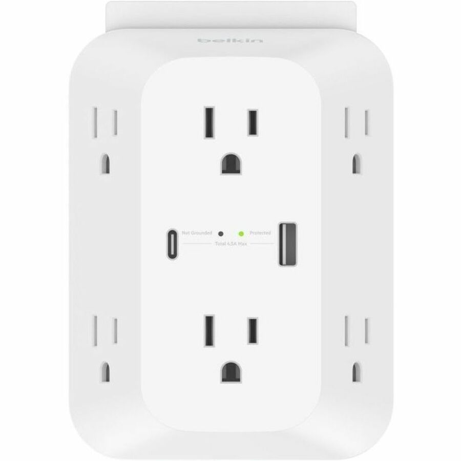 Belkin 8-Outlets Surge Suppressor/Protector - 1 x USB Type A, 1 x USB Type C, 6 x USB