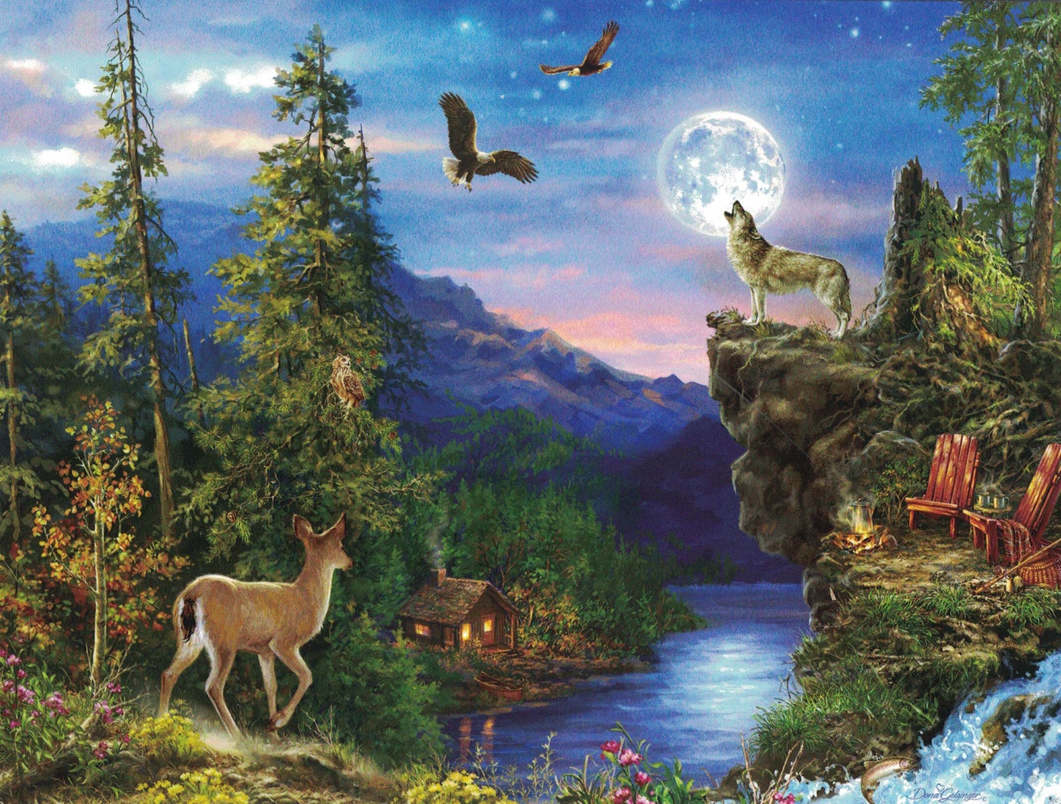 Birthday Card - Wildlife In the Evening