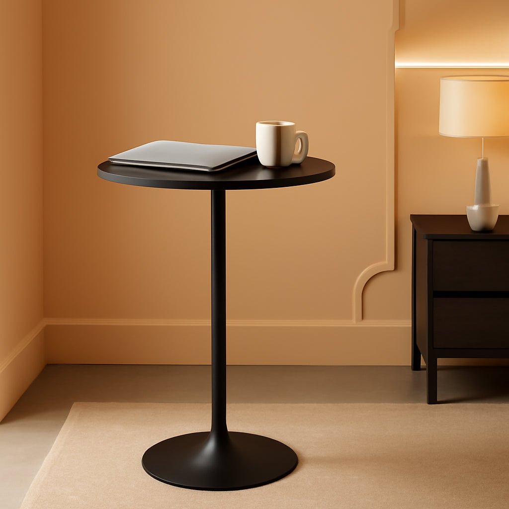 Black Bar Height Bistro Table Modern Sleek For Cafes