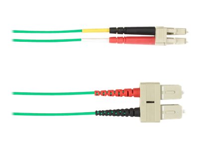 Black Box Colored Fiber OS2 9/125 Singlemode Fiber Optic Patch Cable - OFNP Plenum FOCMPSM-015M-SCLC-GN