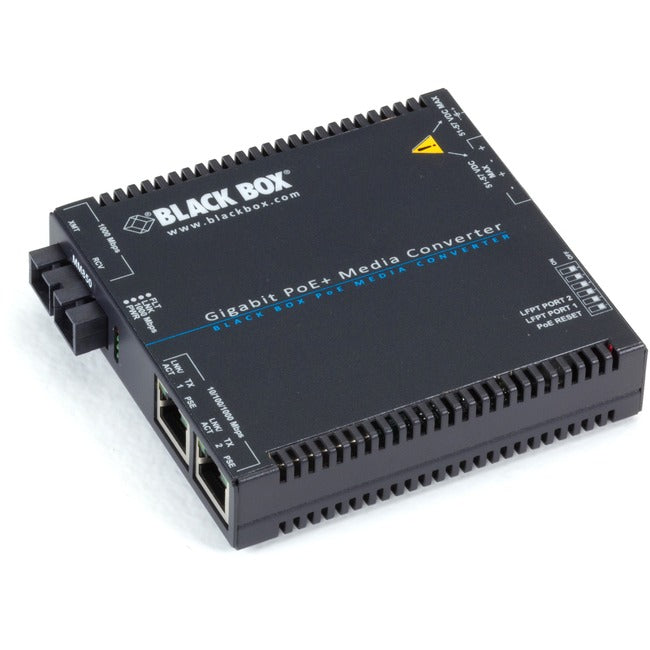Black Box Gigabit PoE+ Media Converter, 10/100/1000BASE-T to 850-nm Multimode, SC, 550 m LGC5211A