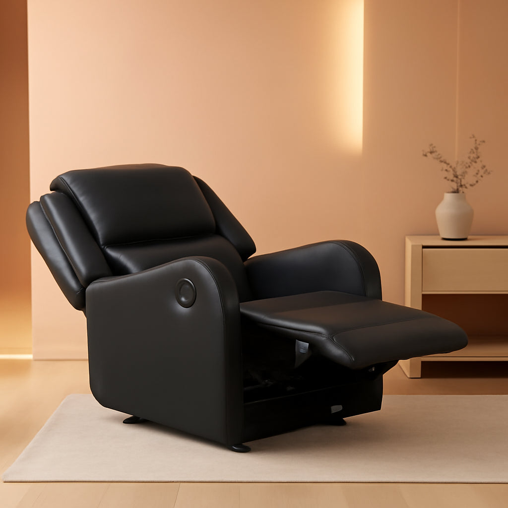 Black Glider Recliner Chair For Living Room Home Theater