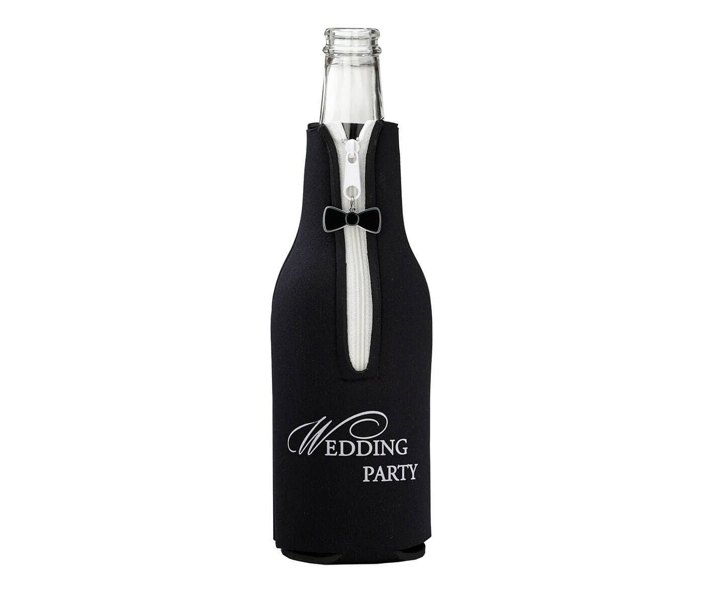 Black Wedding Party Bottle Cozy