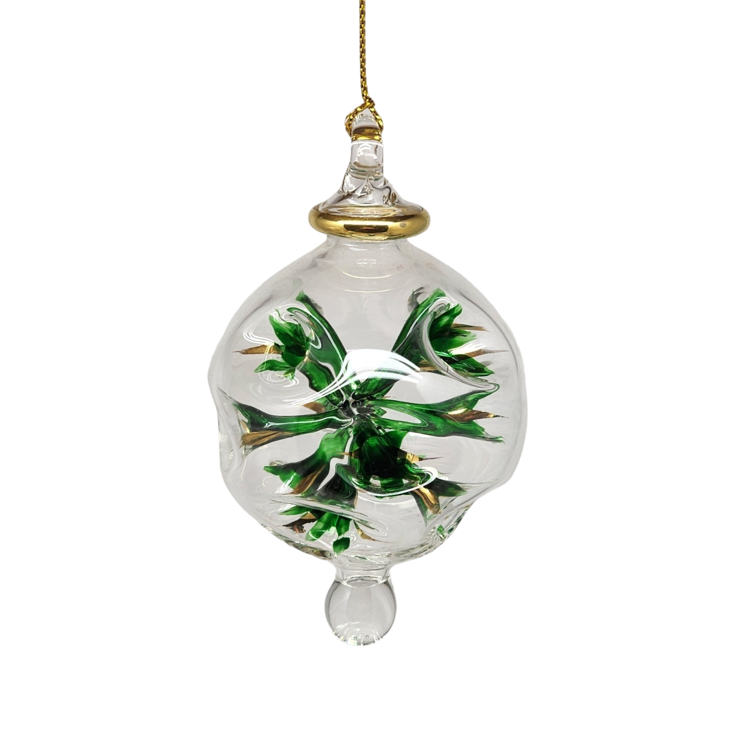 Blown Glass Pierced Starburst Ornament - Green