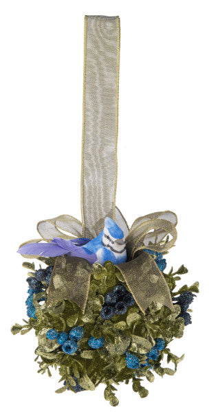 Blue Jay Mistletoe Kissing Ball - 5 inch