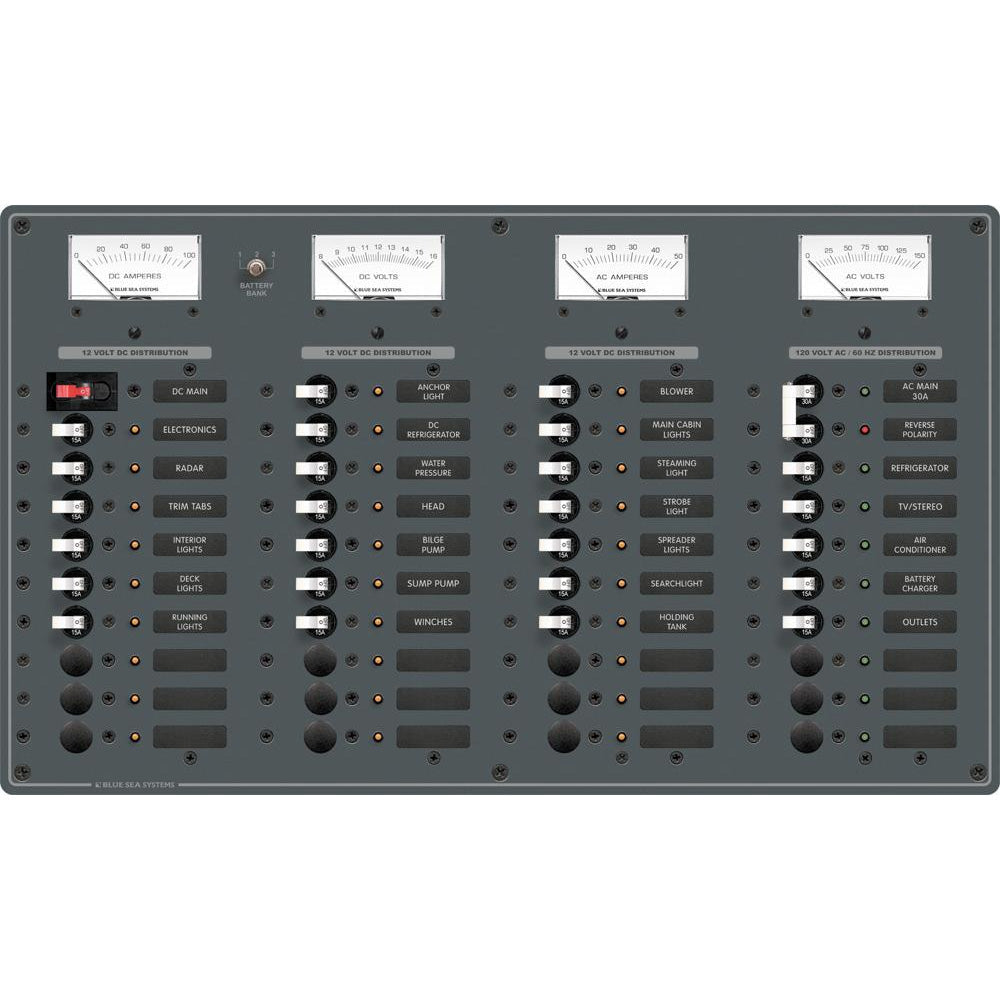 Blue Sea 8095 AC Main +8 Positions / DC Main +29 Positions Toggle Circuit Breaker Panel