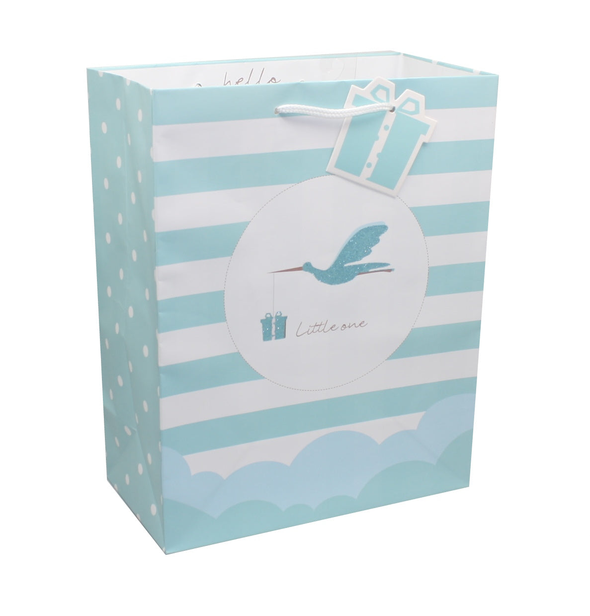 Blue and White Stork Baby Gift Bag