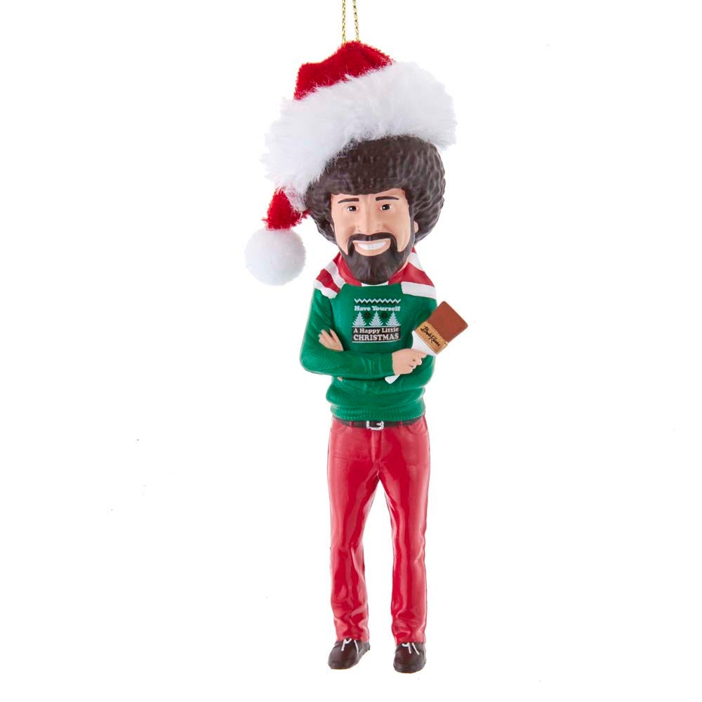 Bob Ross With Santa Hat Ornament