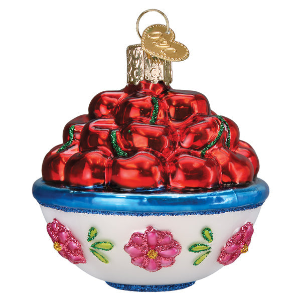 Bowl of Cherries Glass Ornament