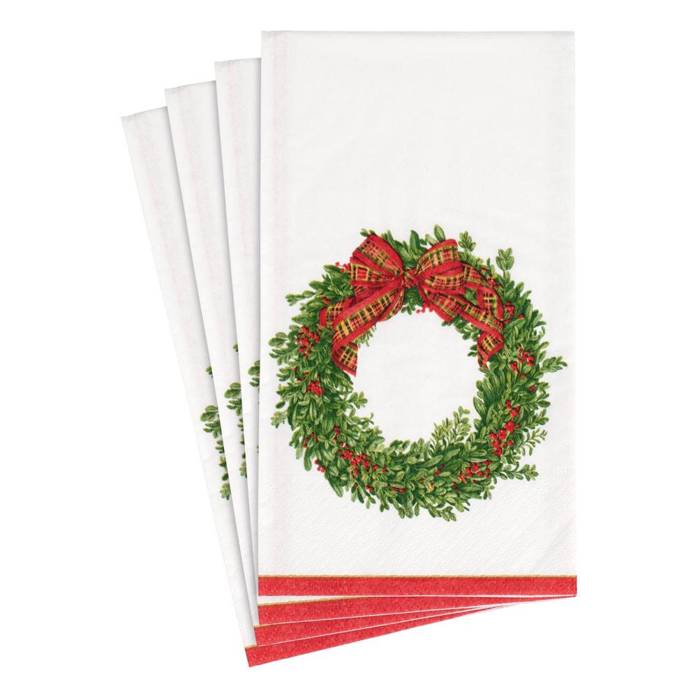 Boxwood and Berries Wreath Paper Guest Towel Napkins